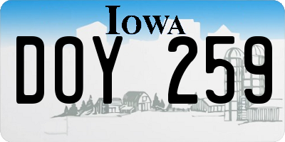IA license plate DOY259