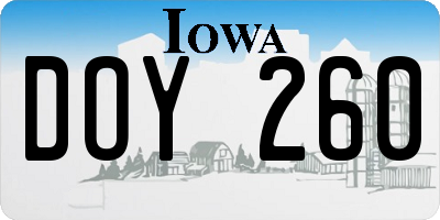 IA license plate DOY260