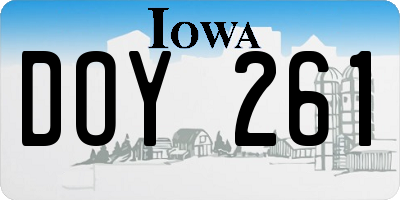 IA license plate DOY261
