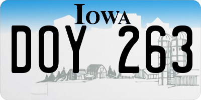IA license plate DOY263