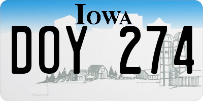 IA license plate DOY274