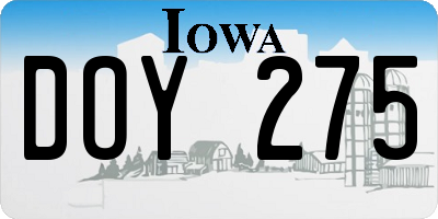 IA license plate DOY275