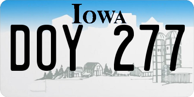 IA license plate DOY277