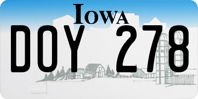 IA license plate DOY278