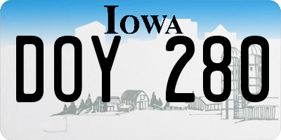IA license plate DOY280