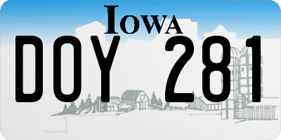 IA license plate DOY281