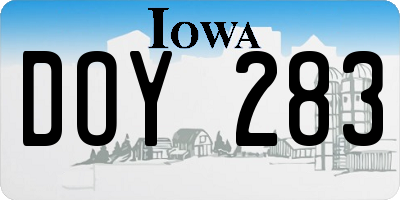 IA license plate DOY283