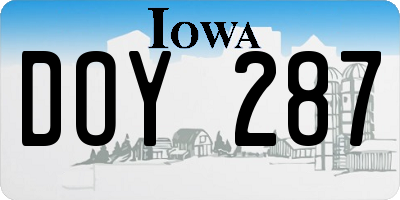 IA license plate DOY287
