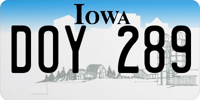IA license plate DOY289