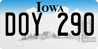IA license plate DOY290