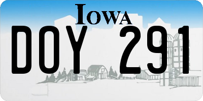 IA license plate DOY291