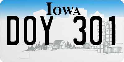 IA license plate DOY301