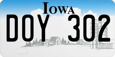 IA license plate DOY302
