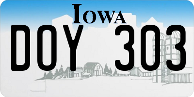 IA license plate DOY303