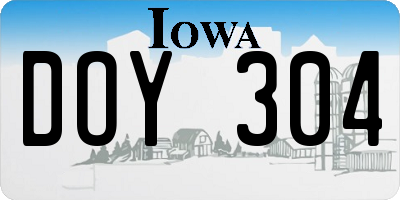 IA license plate DOY304