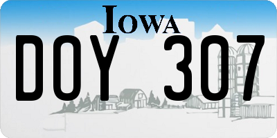 IA license plate DOY307
