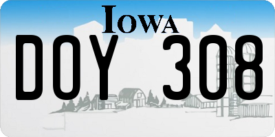 IA license plate DOY308