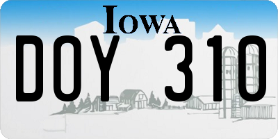 IA license plate DOY310