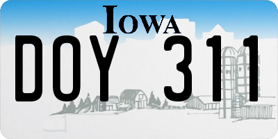 IA license plate DOY311