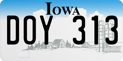 IA license plate DOY313