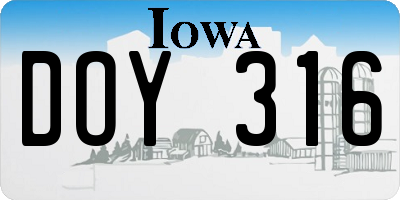 IA license plate DOY316