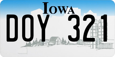 IA license plate DOY321