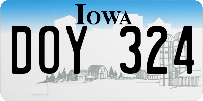 IA license plate DOY324