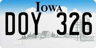 IA license plate DOY326