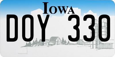 IA license plate DOY330