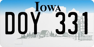 IA license plate DOY331