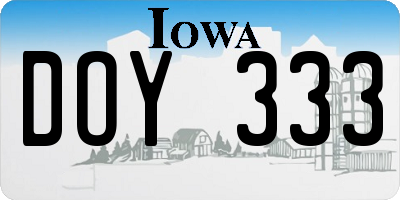 IA license plate DOY333