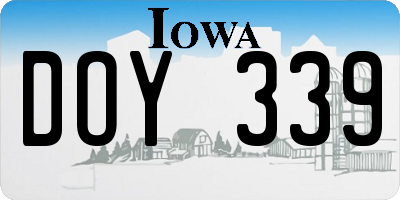 IA license plate DOY339