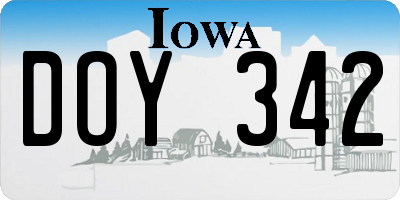 IA license plate DOY342