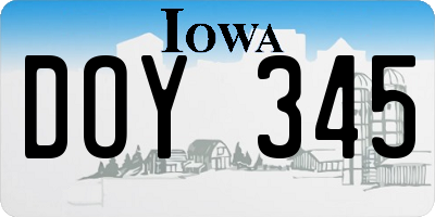 IA license plate DOY345