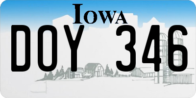 IA license plate DOY346