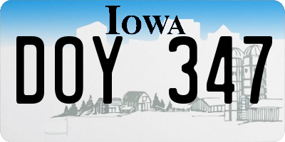 IA license plate DOY347