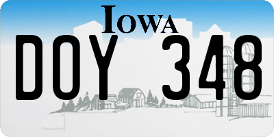 IA license plate DOY348