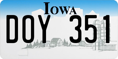 IA license plate DOY351