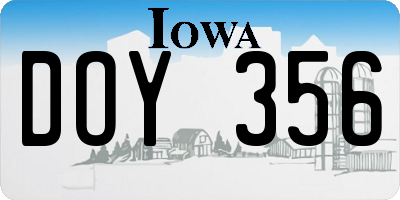 IA license plate DOY356