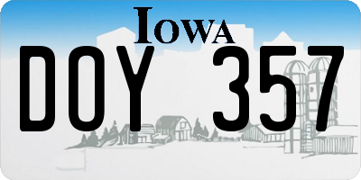IA license plate DOY357