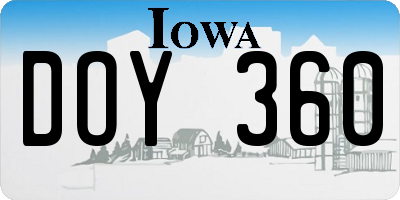 IA license plate DOY360