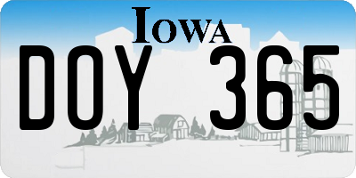 IA license plate DOY365