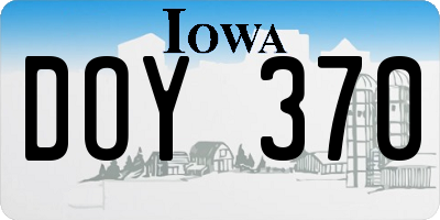 IA license plate DOY370