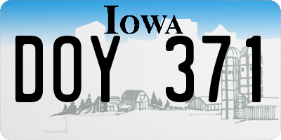IA license plate DOY371