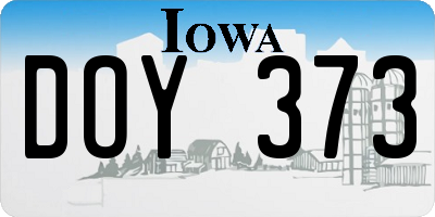 IA license plate DOY373