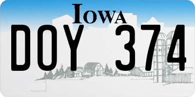 IA license plate DOY374