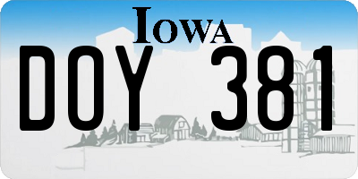 IA license plate DOY381