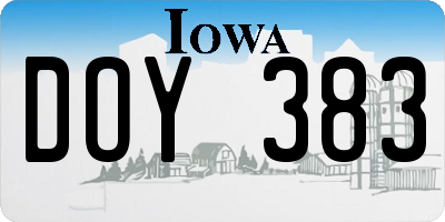 IA license plate DOY383