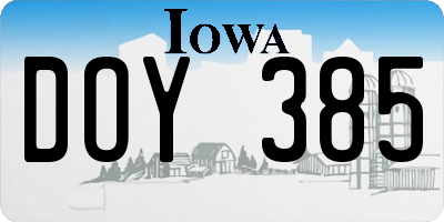 IA license plate DOY385