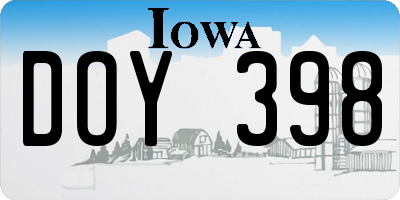 IA license plate DOY398